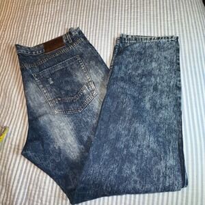 Denim & Rivets Mens Blue Acid Wash Distressed Denim Jeans Size 40‎
